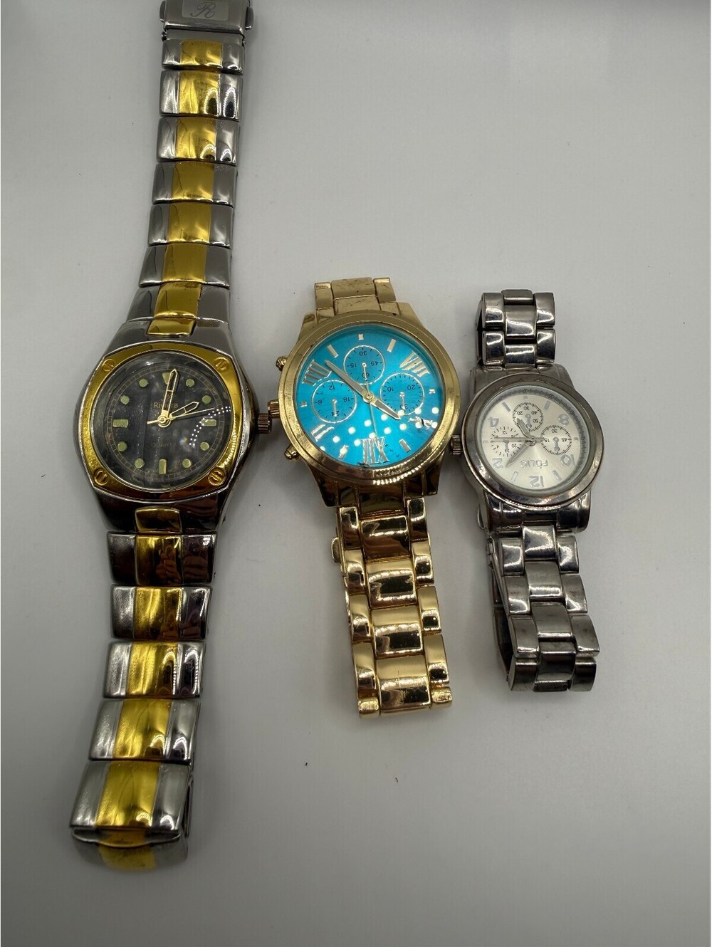 Set of 3 Men's Wristwatches with Metal Bands